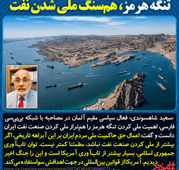تنگه هرمز، هم‌سنگ ملی شدن نفت است
