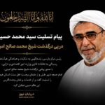 پیام تسلیت سید محمد حسینی در پی درگذشت شیخ محمد صالح امینی